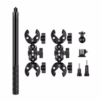 PULUZ stiprinājums motociklam/velosipēdam ar divām skavām un pašportreta nūju 150 cm