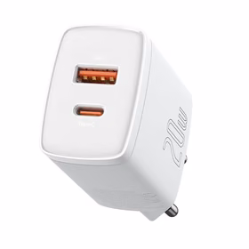 Baseus kompaktais lādētājs USB / USB Type-C 20W 3A Power Delivery Quick Charge 3.0 balts (CCXJ-B02)