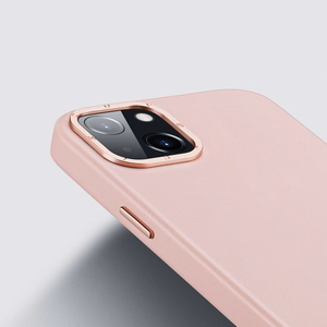 Dux Ducis Grit ādas apvalks iPhone 14 Plus Elegants mākslīgās ādas apvalks (MagSafe saderīgs) Rozā