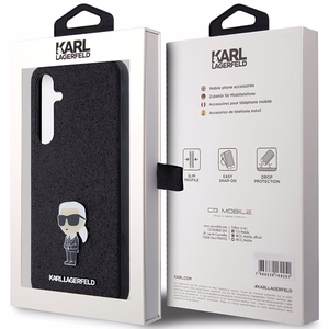 Karl Lagerfeld Fiksēts Mirdzošs Ikonik Logo Metal Pin viedtālruņa apvalks Samsung Galaxy A35 - melns