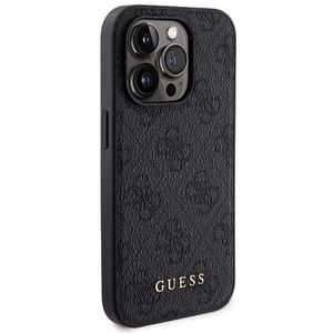 Guess 4G Metal Logo viedtālruņa apvalks komplekts iPhone 14 Pro Max + 5000mAh Magnētiskā portatīvais lādētājs - melna