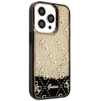 Guess GUHCP14LLC4PSGK iPhone 14 Pro 6.1" melns cietais viedtālruņa apvalks ar šķidro spīdumu 4G daļēji caurspīdīgs