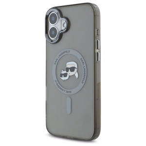 Чехол Karl Lagerfeld IML Metal Karl&Choupette Head MagSafe для iPhone 16 (чёрный)