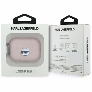 Karl Lagerfeld Monogram Choupette Head Maciņš for AirPods Pro 3 - rozā
