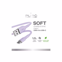 Puro Soft USB-A - USB-C kabelis 1.5m - violets