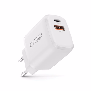 Tech-Protect NCA30 PD 30W QC3.0 USB-A / USB-C sienas lādētājs - balts