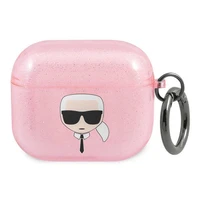 Karl Lagerfeld mirdzošs Karl's Head apvalks AirPods 3 austiņām - rozā