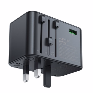 Acefast Z1 GaN 75W PD ceļojumu lādētājs adapteris 3x USB-C 2x USB-A - melns