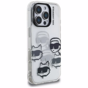 Karl Lagerfeld IML daudzkrāsains K&C galvas raksts apvalks iPhone 16 Pro Max - caurspīdīgs