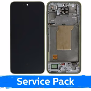 LCD дисплей совместимый с Samsung A356 A35 5G с рамкой / лимонный / (Service Pack)