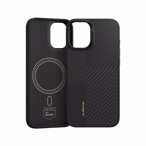 Benks Montage magnētiskais Armor Pro Kevlar viedtālruņa apvalks ar metāla rāmi 600D+1500D Iphone 16 melns