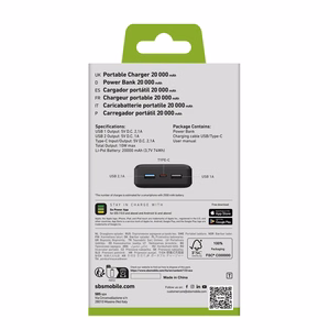 Powerbank Puro Fast 20000 mAh 2x USB-A + 1x USB-C - черный