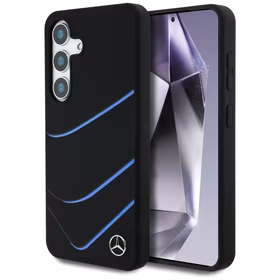 Mercedes Silikona Kontrasts izliekumi Magnētiskais apvalks Samsung Galaxy S25 - melns