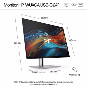 HP Series 7 Pro 24 collu WUXGA USB-C monitors - 724pu