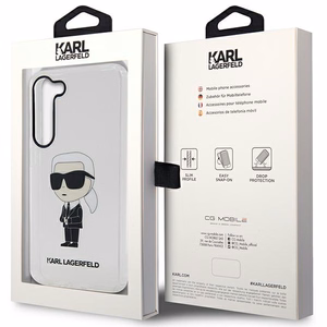 Karl Lagerfeld KLHCS23SHNIKTCT S23 S911 caurspīdīgs cietais viedtālruņa apvalks Ikonik Karl Lagerfeld