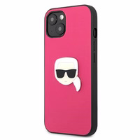 Karl Lagerfeld Ādas Ikonik Karl's Head Metāla apvalks iPhone 13 mini - rozā