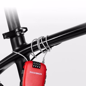 Rockbros 32420981001 velosipēda slēdzene ar ievelkamu trosi, sarkana