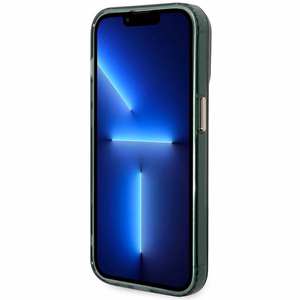 Viedtālruņa apvalks Guess GUHMP14LHTCMA iPhone 14 Pro 6.1" zaļa/haki cietais apvalks Zelta Kontūra Caurspīdīgs MagSafe