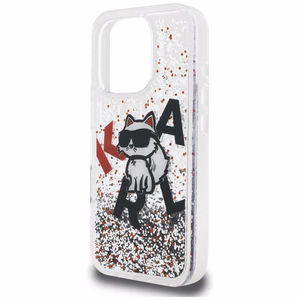 Karl Lagerfeld Liquid Glitter Choupette Logo macins iPhone 16 Pro Max - caurspidigs
