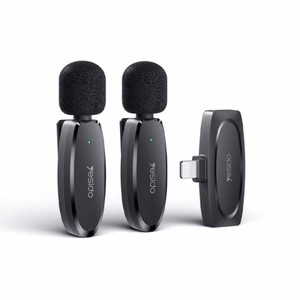 YESIDO KR14 MICROPHONE MEMS 2PCS WITH CLIP LIGHTNING BEZVADU 2,4GHz melns