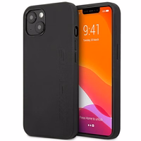 AMG AMHCP14SDOLBK iPhone 14 6.1 - melns ādas vāciņš ar karsta štampējuma iespaidu