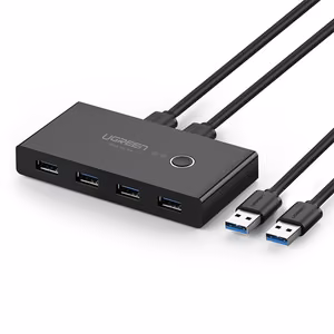 Ugreen US216 30768 USB-хаб 4x USB 3.2 Gen 1 для двух компьютеров — чёрный