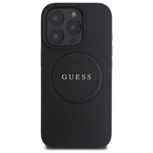 Guess graudainais zelta gredzena magnētiskais viedtālruņa apvalks iPhone 16 Pro Max - melns