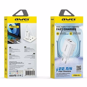 Lādētājs Awei PD81-EU 22,5W USB-A/USB-C balts