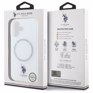 Viedtālruņa apvalks US Polo IML Ring MagSafe iPhone 16 - balts