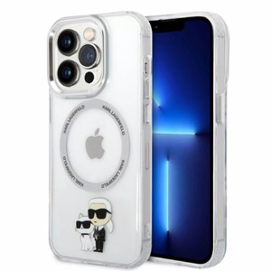 Karl Lagerfeld Ikoniskais Karl&Choupette Magnētiskais viedtālruņa apvalks iPhone 14 Pro - caurspīdīgs