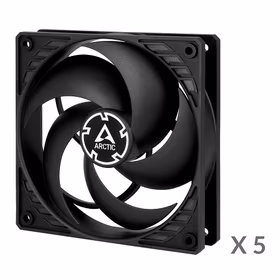 ARCTIC P12 Pressure-Optimised Fans, 3-pin, 5-fan pack, melns