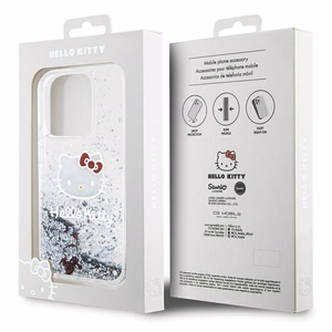 Hello Kitty Liquid Glitter Charms Kitty Head viedtālruņa apvalks iPhone 14 Pro Max - sudraba