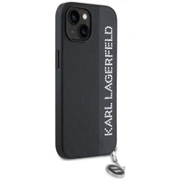 Karl Lagerfeld Saffiano Rhinestones & Charm viedtālruņa apvalks iPhone 15 / 14 / 13 - melns