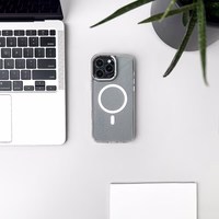 Mirdzošs apvalks MagSafe iPhone 16 Plus - balts ar spīdumiem