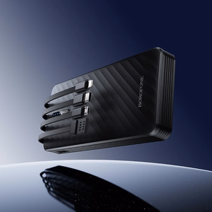 Borofone Внешний аккумулятор 10000mAh BJ84 Smooth - USB - с кабелями USB, Type C, Lightning и Micro USB чёрный
