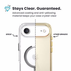 Speck Presidio Perfect-Clear MagSafe vāciņš ierīcei iPhone Air, “Clear / Silver” krāsā
