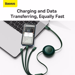 Baseus Kabelis Bright Mirror 2 3 in 1 - Type C uz Micro USB, Lightning, Type C - 100W 1,1 metri (CAMJ010206) zaļš