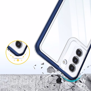 Прозрачный чехол 3in1 для Samsung Galaxy S22+ (S22 Plus) гелевый с рамкой синий