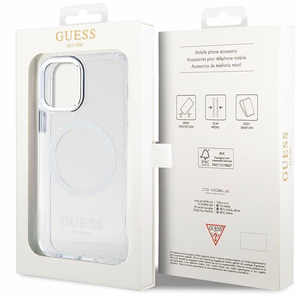 Guess Metal Outline MagSafe viedtālruņa apvalks iPhone 12 / iPhone 12 Pro – sudrabains