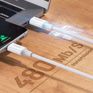 Ugreen US264 60518 USB-C / USB-C PD QC AFC kabelis 1m - balts