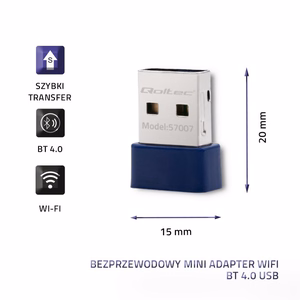 Qoltec 57007 bezvadu mini Bluetooth USB WiFi adapteris