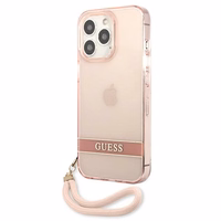 Guess caurspīdīga siksna apvalks iPhone 13 Pro / 13 6.1" - rozā