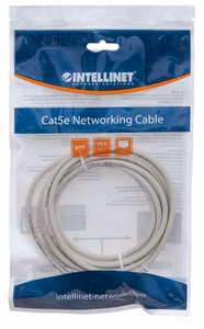 Intellinet tīkla patch kabelis Cat5e 3m pelēks CCA U/UTP PVC RJ45 apzeltīti kontakti bez āķiem ar pārvalku LifeTime garantija