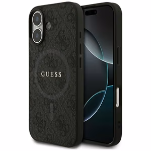Guess 4G gredzena klasiskā logotipa magnētiskais viedtālruņa apvalks iPhone 17 - melns