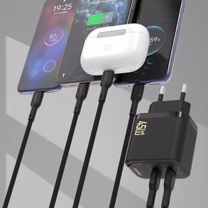 Dudao A28PCEU PD 45W GaN 2xUSB-C Wall Lādētājs with USB-C Kabelis - Melns