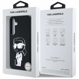 Karl Lagerfeld silikona grafiti Ikonik logotips ar magnētisko Samsung Galaxy S25 viedtālruņa apvalks melns