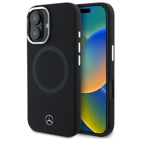 Mercedes MEHMP16S23SUTTK iPhone 16 6.1" melns/melns cietais apvalks Silikona Tonālais Logotips MagSafe