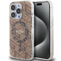 Guess IML GCube Magnētiskais apvalks iPhone 15 Pro - brūns