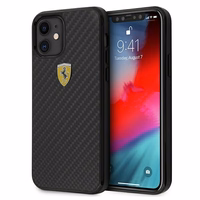 Ferrari FERCAHCP12SBK iPhone 12 mini 5.4" melns/melns cietais apvalks On Track Real Carbon