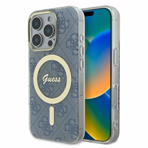 Guess IML 4G Magnētiskais viedtālruņa apvalks iPhone 16 Pro - zils
